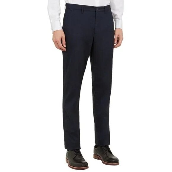 NWT Ted Baker London Men's 28R Navy Semi Plain Trouser Pants Claiel Classic 32"L - Picture 1 of 10